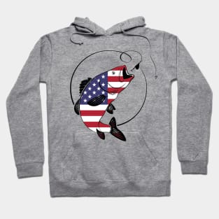 4th of July Fishing American Flag Hoodie